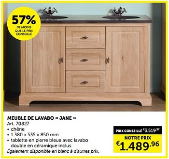Promoties Meuble de lavabo jane - Huismerk - Zelfbouwmarkt - Geldig van 05/03/2024 tot 31/03/2024 bij Zelfbouwmarkt