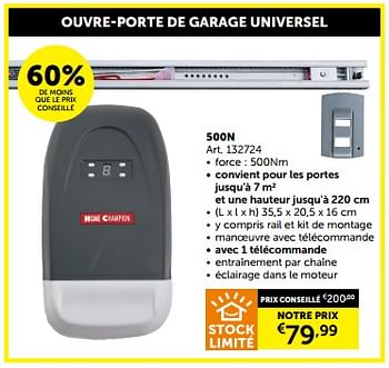 Promoties Ouvre-porte de garage universel 500n - Home Champion - Geldig van 05/03/2024 tot 31/03/2024 bij Zelfbouwmarkt