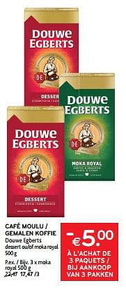 Promoties Café moulu douwe egberts €5.00 à l’achat de 3 paquets - Douwe Egberts - Geldig van 13/03/2024 tot 26/03/2024 bij Alvo