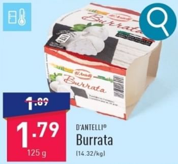 Promotions Burrata - D'Antelli - Valide de 11/03/2024 à 17/03/2024 chez Aldi