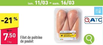Promotions Filet de poitrine de poulet - Produit maison - Aldi - Valide de 11/03/2024 à 12/03/2024 chez Aldi