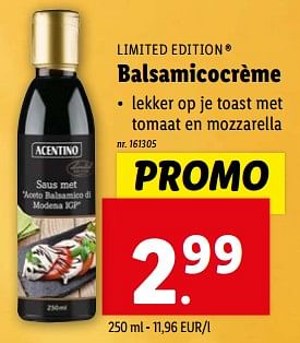 Promoties Balsamicocrème - Limited Edition - Geldig van 13/03/2024 tot 19/03/2024 bij Lidl