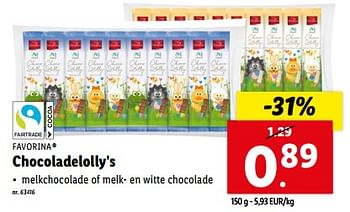 Promoties Chocoladelolly`s - Favorina - Geldig van 13/03/2024 tot 19/03/2024 bij Lidl