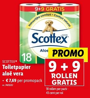 Promoties Toiletpapier aloë vera - Scottex - Geldig van 13/03/2024 tot 19/03/2024 bij Lidl