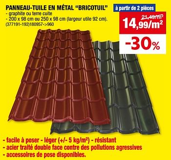 Promotions Panneau-tuile en métal bricotuil - Bricotuil - Valide de 06/03/2024 à 17/03/2024 chez Hubo
