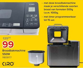 Promotions Ciro broodbakmachine - Ciro - Valide de 08/03/2024 à 14/04/2024 chez Euro Shop
