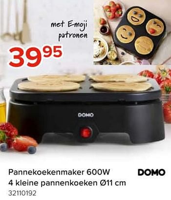 Promoties Domo elektro pannekoekenmaker 4 kleine pannenkoeken - Domo elektro - Geldig van 08/03/2024 tot 14/04/2024 bij Euro Shop