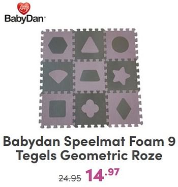 Promoties Babydan speelmat foam 9 tegels geometric roze - Babydan - Geldig van 10/03/2024 tot 16/03/2024 bij Baby & Tiener Megastore