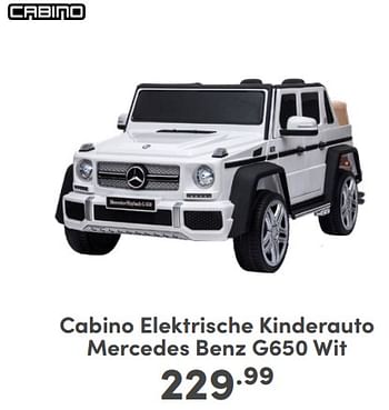 Promoties Cabino elektrische kinderauto mercedes benz g650 wit - Cabino - Geldig van 10/03/2024 tot 16/03/2024 bij Baby & Tiener Megastore