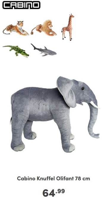 Promoties Cabino knuffel olifant - Cabino - Geldig van 10/03/2024 tot 16/03/2024 bij Baby & Tiener Megastore