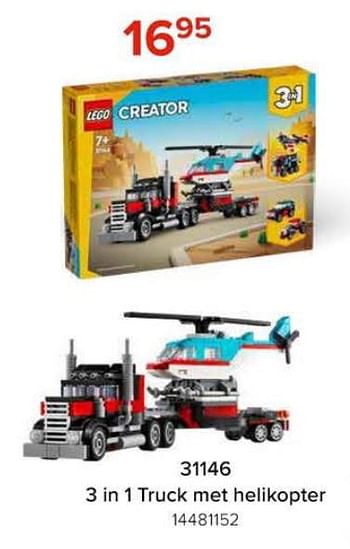 Promotions 31146 3 in 1 truck met helikopter - Lego - Valide de 08/03/2024 à 14/04/2024 chez Euro Shop
