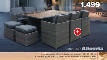 Promoties Dining set allegria - Huismerk - Euroshop - Geldig van 08/03/2024 tot 14/04/2024 bij Euro Shop