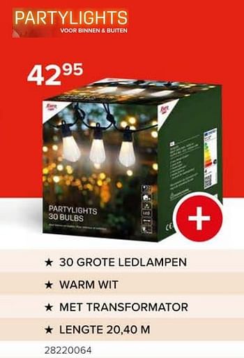 Promoties Partylights 30 grote ledlampen - Euro Light - Geldig van 08/03/2024 tot 14/04/2024 bij Euro Shop