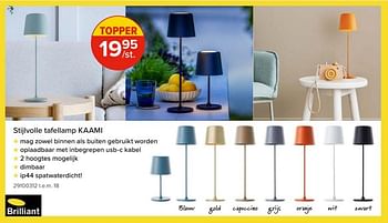 Promotions Stijlvolle tafellamp kaami - Brilliant - Valide de 08/03/2024 à 14/04/2024 chez Euro Shop