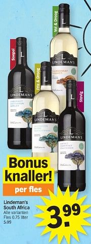 Promoties Lindeman’s south africa - Rode wijnen - Geldig van 11/03/2024 tot 17/03/2024 bij Albert Heijn