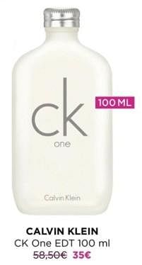 Promotions Calvin klein ck one edt - Calvin Klein - Valide de 11/03/2024 à 17/03/2024 chez ICI PARIS XL