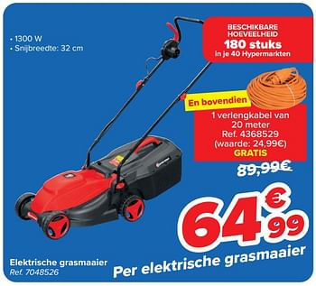 Promoties Elektrische grasmaaier - Huismerk - Carrefour  - Geldig van 13/03/2024 tot 25/03/2024 bij Carrefour