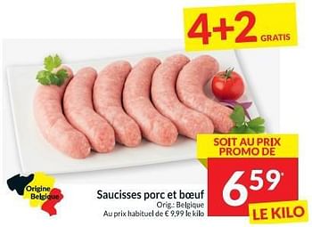 Promoties Saucisses porc et boeuf - Huismerk - Intermarche - Geldig van 12/03/2024 tot 17/03/2024 bij Intermarche