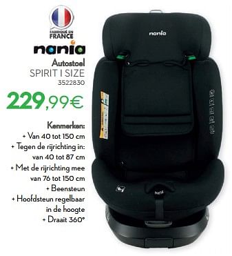 Promoties Autostoel spirit i size - Nania - Geldig van 01/01/2024 tot 31/01/2024 bij Cora