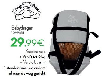 Promoties Babydrager - King Bear - Geldig van 01/01/2024 tot 31/01/2024 bij Cora