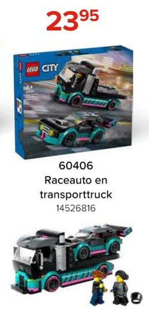 Promotions 60406 raceauto en transporttruck - Lego - Valide de 08/03/2024 à 14/04/2024 chez Euro Shop