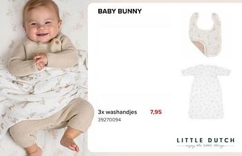 Promotions Baby bunny 3x washandjes - Little Dutch - Valide de 08/03/2024 à 14/04/2024 chez Euro Shop