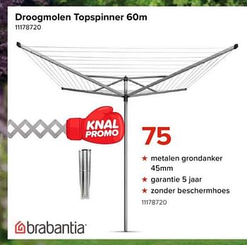 Promoties Droogmolen topspinner - Brabantia - Geldig van 08/03/2024 tot 14/04/2024 bij Euro Shop