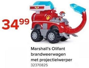 Promotions Marshall`s olifant brandweerwagen met projectielwerper - Produit Maison - Euroshop - Valide de 08/03/2024 à 14/04/2024 chez Euro Shop