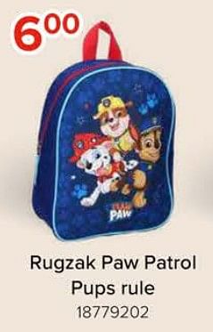 Promoties Rugzak paw patrol pups rule - Huismerk - Euroshop - Geldig van 08/03/2024 tot 14/04/2024 bij Euro Shop
