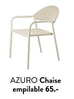 Promotions Azuro chaise empilable - Produit maison - Casa - Valide de 29/02/2024 à 25/09/2024 chez Casa