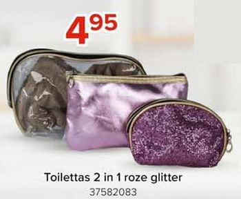 Promoties Toilettas 2 in 1 roze glitter - Huismerk - Euroshop - Geldig van 08/03/2024 tot 14/04/2024 bij Euro Shop
