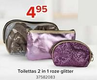 Toilettas 2 in 1 roze glitter-Huismerk - Euroshop