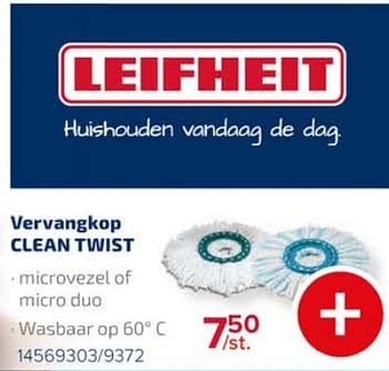 Promotions Vervangkop clean twist - Leifheit - Valide de 08/03/2024 à 14/04/2024 chez Euro Shop