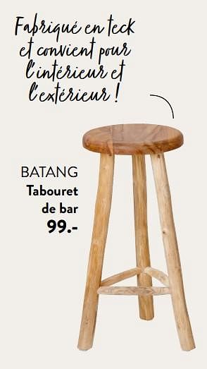 Promoties Batang tabouret de bar - Huismerk - Casa - Geldig van 29/02/2024 tot 25/09/2024 bij Casa
