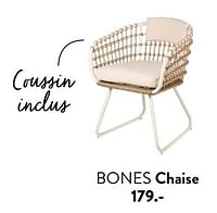 Promotions Bones chaise - Produit maison - Casa - Valide de 29/02/2024 à 25/09/2024 chez Casa