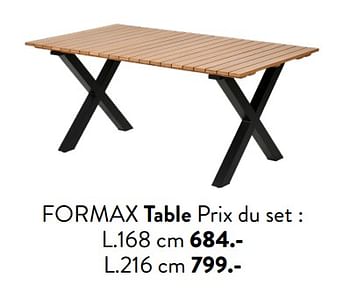 Promotions Formax table prix du set - Produit maison - Casa - Valide de 29/02/2024 à 25/09/2024 chez Casa