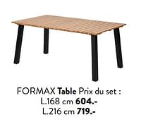 Promotions Formax table prix du set - Produit maison - Casa - Valide de 29/02/2024 à 25/09/2024 chez Casa