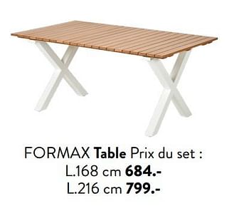 Promoties Formax table prix du set - Huismerk - Casa - Geldig van 29/02/2024 tot 25/09/2024 bij Casa