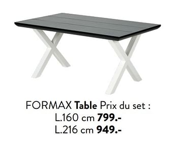 Promoties Formax table prix du set - Huismerk - Casa - Geldig van 29/02/2024 tot 25/09/2024 bij Casa