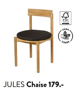 Promotions Jules chaise - Produit maison - Casa - Valide de 29/02/2024 à 25/09/2024 chez Casa