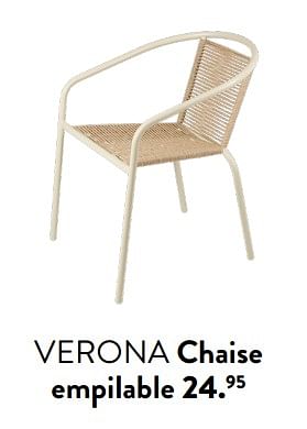 Promoties Verona chaise empilable - Huismerk - Casa - Geldig van 29/02/2024 tot 25/09/2024 bij Casa