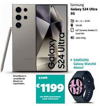 Promoties Samsung galaxy s24 ultra 5g - Samsung - Geldig van 11/03/2024 tot 07/04/2024 bij Base