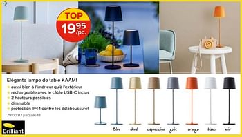 Promotions Elégante lampe de table kaami - Brilliant - Valide de 08/03/2024 à 14/04/2024 chez Euro Shop