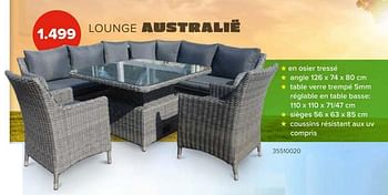Promoties Lounge australië - Huismerk - Euroshop - Geldig van 08/03/2024 tot 14/04/2024 bij Euro Shop