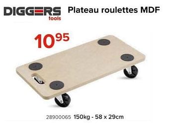Promoties Plateau roulettes mdf - Diggers - Geldig van 08/03/2024 tot 14/04/2024 bij Euro Shop