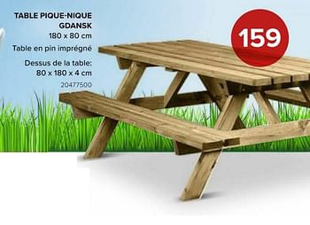 Promotions Table pique-nique gdansk - Produit Maison - Euroshop - Valide de 08/03/2024 à 14/04/2024 chez Euro Shop