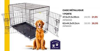 Promotions Cage métallique 1 porte - Euro Pet - Valide de 08/03/2024 à 14/04/2024 chez Euro Shop