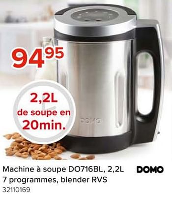 Promoties Domo elektro machine à soupe do716bl, 7 programmes, blender rvs - Domo elektro - Geldig van 08/03/2024 tot 14/04/2024 bij Euro Shop