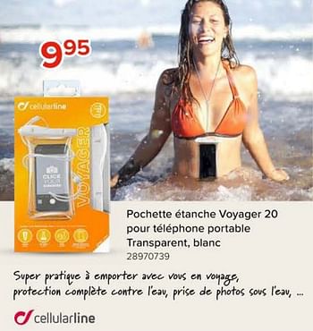 Promoties Pochette étanche voyager 20 pour téléphone portable transparent, blanc - Cellularline - Geldig van 08/03/2024 tot 14/04/2024 bij Euro Shop