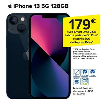 Promotions Apple iphone 13 5g 128gb - Apple - Valide de 13/03/2024 à 25/03/2024 chez Carrefour